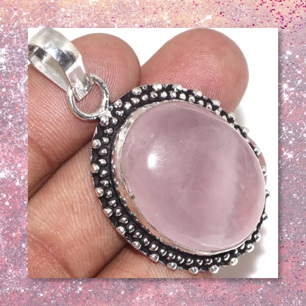 JUST IN🆕 925 Silver Rose Quartz Pendant 2”